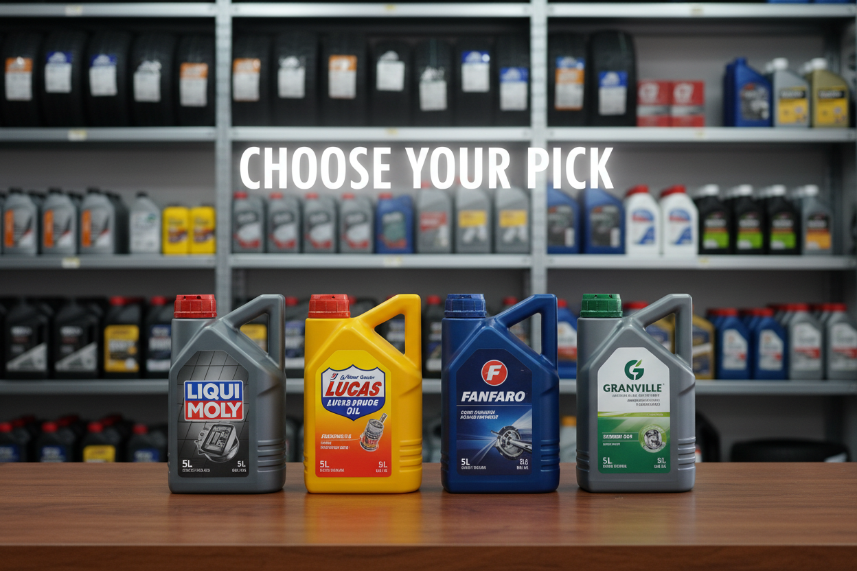 use brands such as liqui molly, lucas, fanfaro and granville